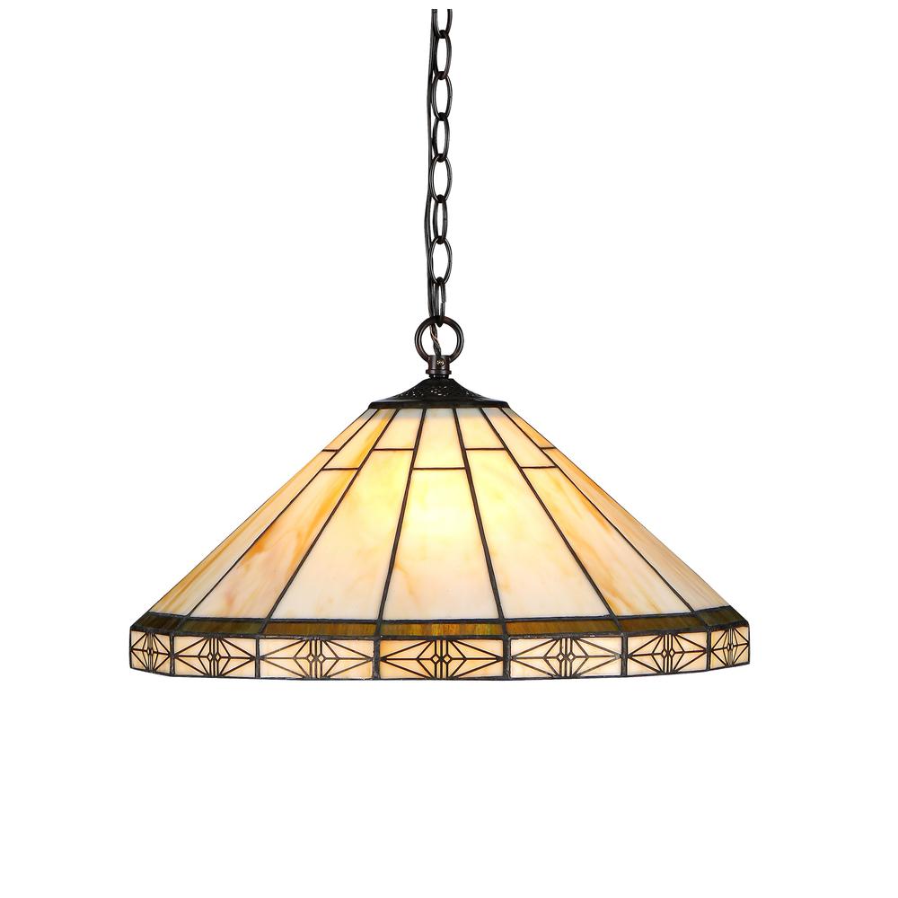 BELLE Tiffany-style 2 Light Mission Ceiling Pendent 18" Shade