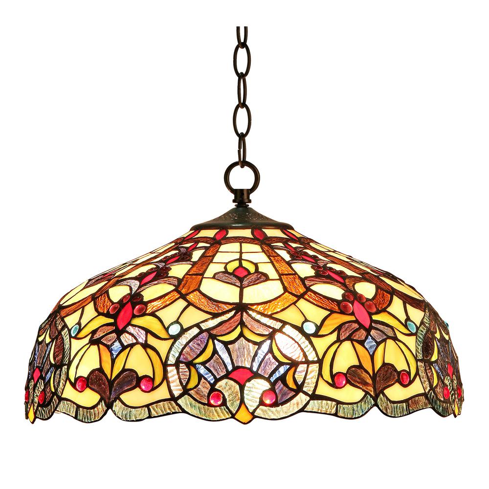 SADIE Tiffany-style 2 Light Victorian Ceiling Pendant Fixture 18" Shade
