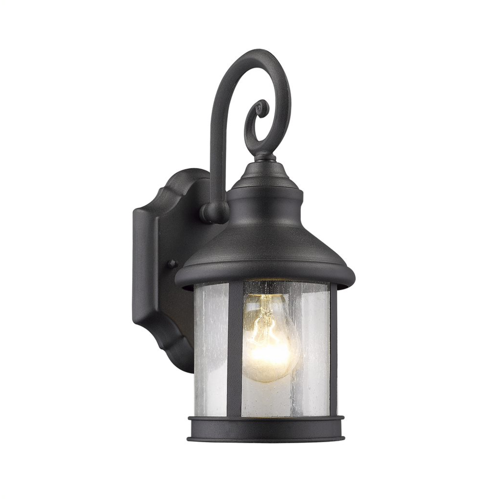 GALAHAD Transitional 1 Light Black Outdoor Wall Sconce 12" Height