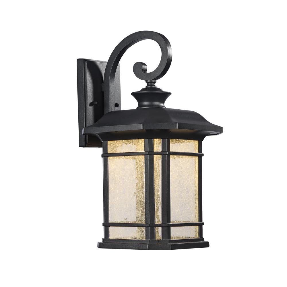 FRANKLIN Transitional LED Textured Black Outdoor Wall Sconce 17" Height