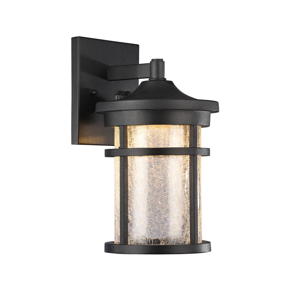 FRONTIER Transitional LED Textured Black Outdoor Wall Sconce 11" Height