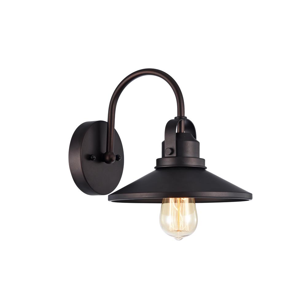 MYCROFT Industrial-style 1 Light Rubbed Bronze Wall Sconce 9" Wide