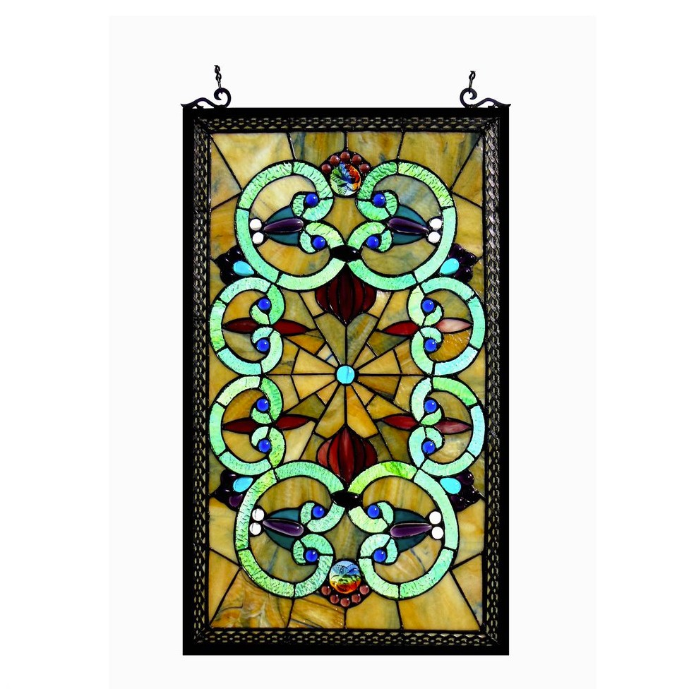 HEATHER Tiffany-glass Victorian Window Panel 17x28