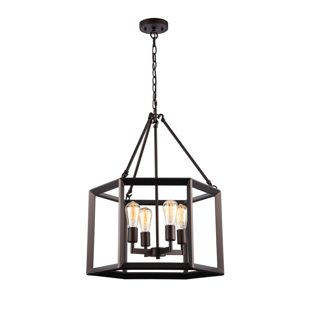 IRONCLAD Industrial-style 4 Light Rubbed Bronze Ceiling Pendant 21" Wide