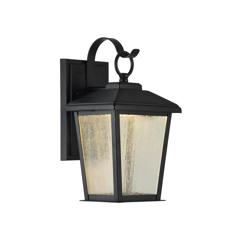 KIRTON Transitional LED Textured Black Outdoor Wall Sconce 12" Tall