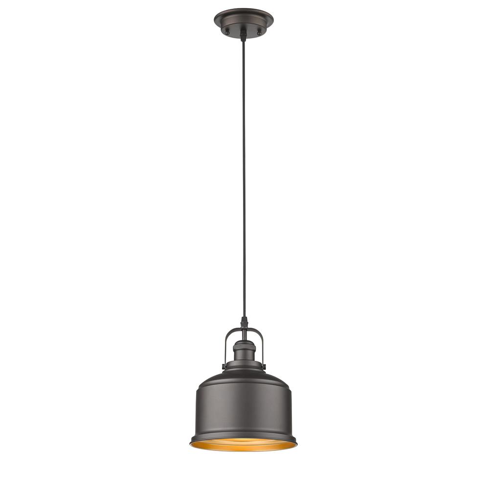 IRONCLAD Industrial-style 1 Light Rubbed Bronze Ceiling Mini Pendant 8" Wide