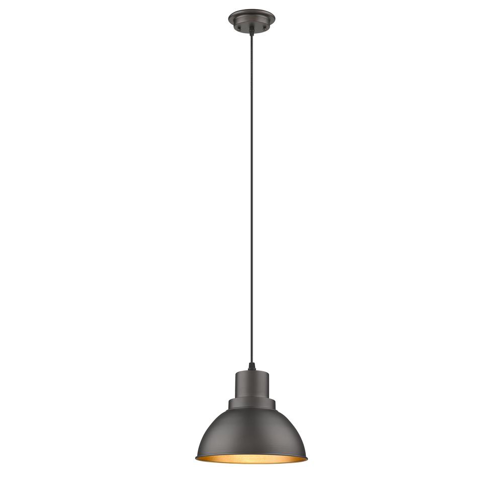IRONCLAD Industrial-style 1 Light Rubbed Bronze Ceiling Mini Pendant 8" Wide
