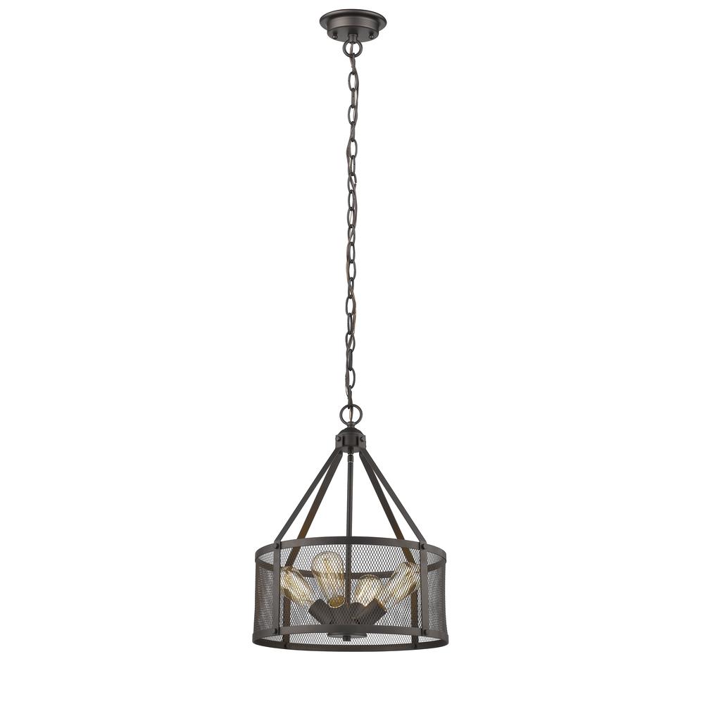 IRONCLAD Industrial-style 4 Light Rubbed Bronze Ceiling Pendant 16" Wide