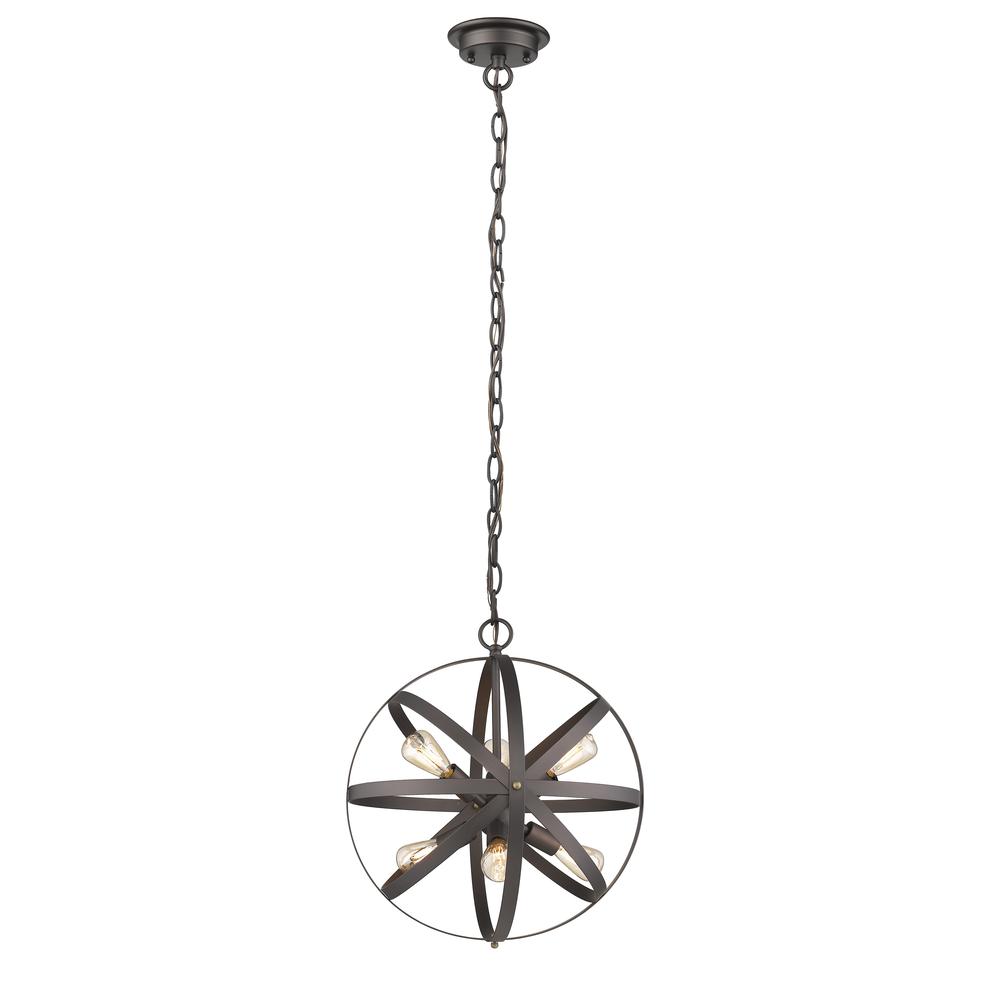 IRONCLAD Industrial-style 6 Light Rubbed Bronze Ceiling Pendant 17" Wide