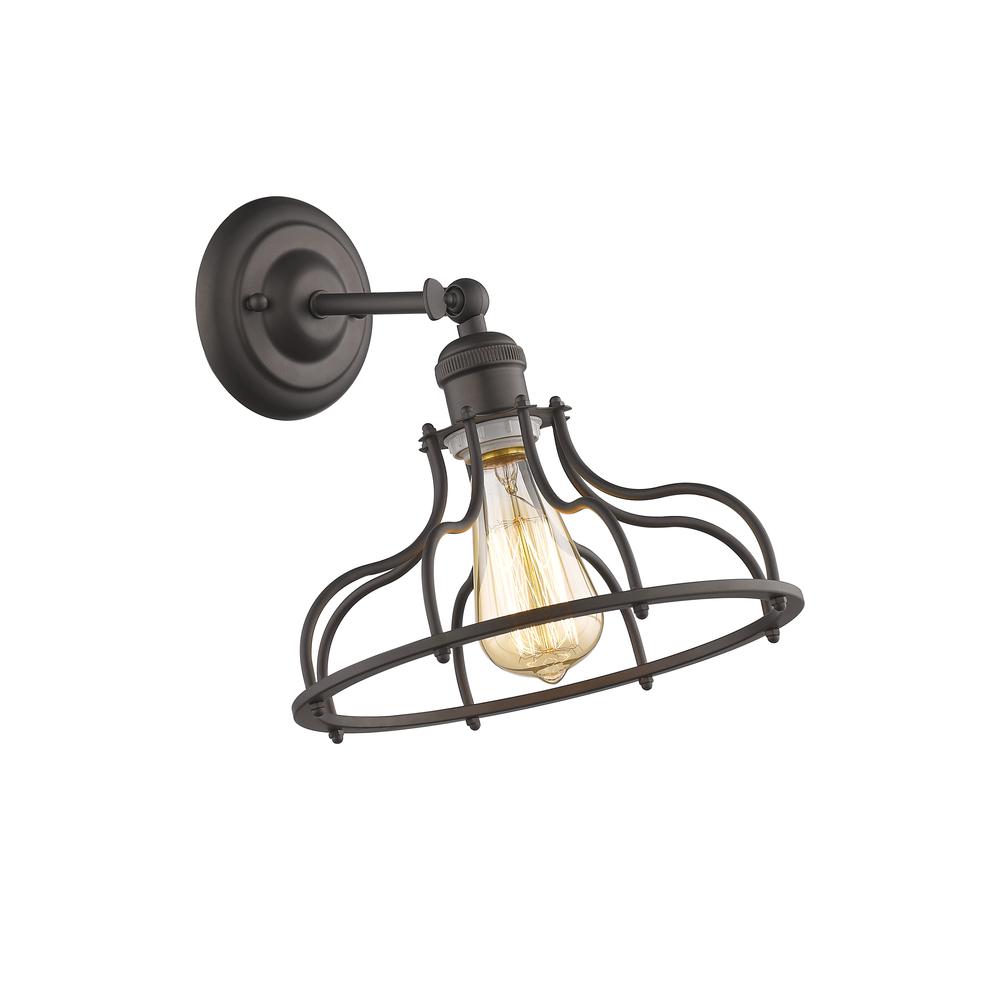 JAXON Industrial-style 1 Light Rubbed Bronze Indoor Wall Sconce 10" Wide