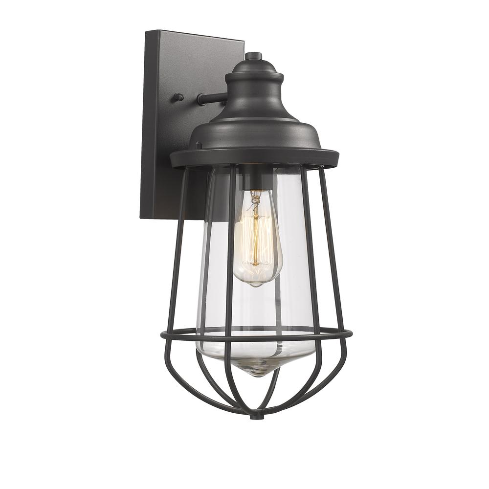 LUCAS Industrial-style 1 Light Textured Black Outdoor/Indoor Wall Sconce 16" Tall
