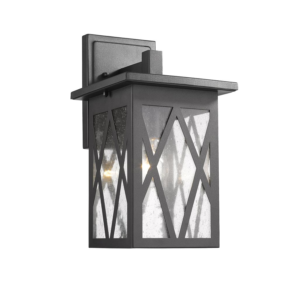 ANTHONY Transitional 1 Light Textured Black Outdoor Wall Sconce 14" Tall