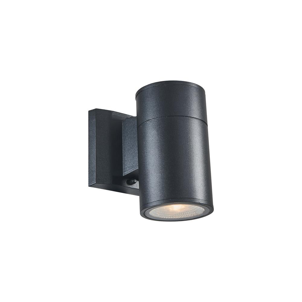 SIMON Transitional LED Textured Black Outdoor/Indoor Wall Sconce 6" Height