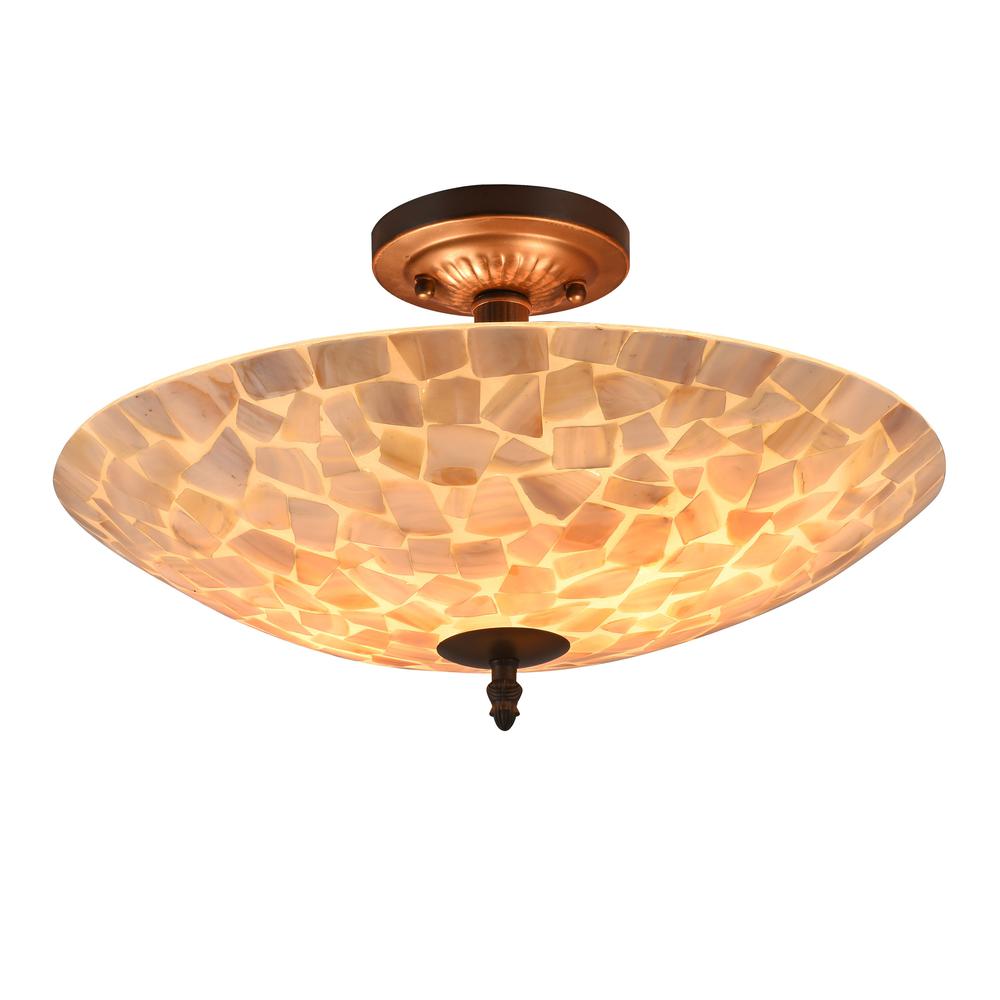SALLY Mosaic 2 Light Semi-flush Ceiling Fixture 16" Shade