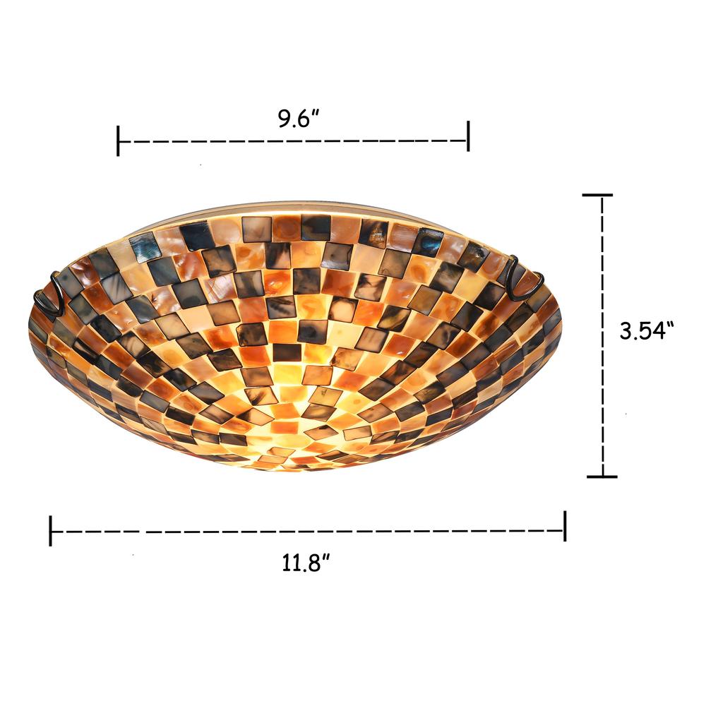SHELLEY Mosaic 2 Light Flushmount Ceiling Fixture 12" Shade