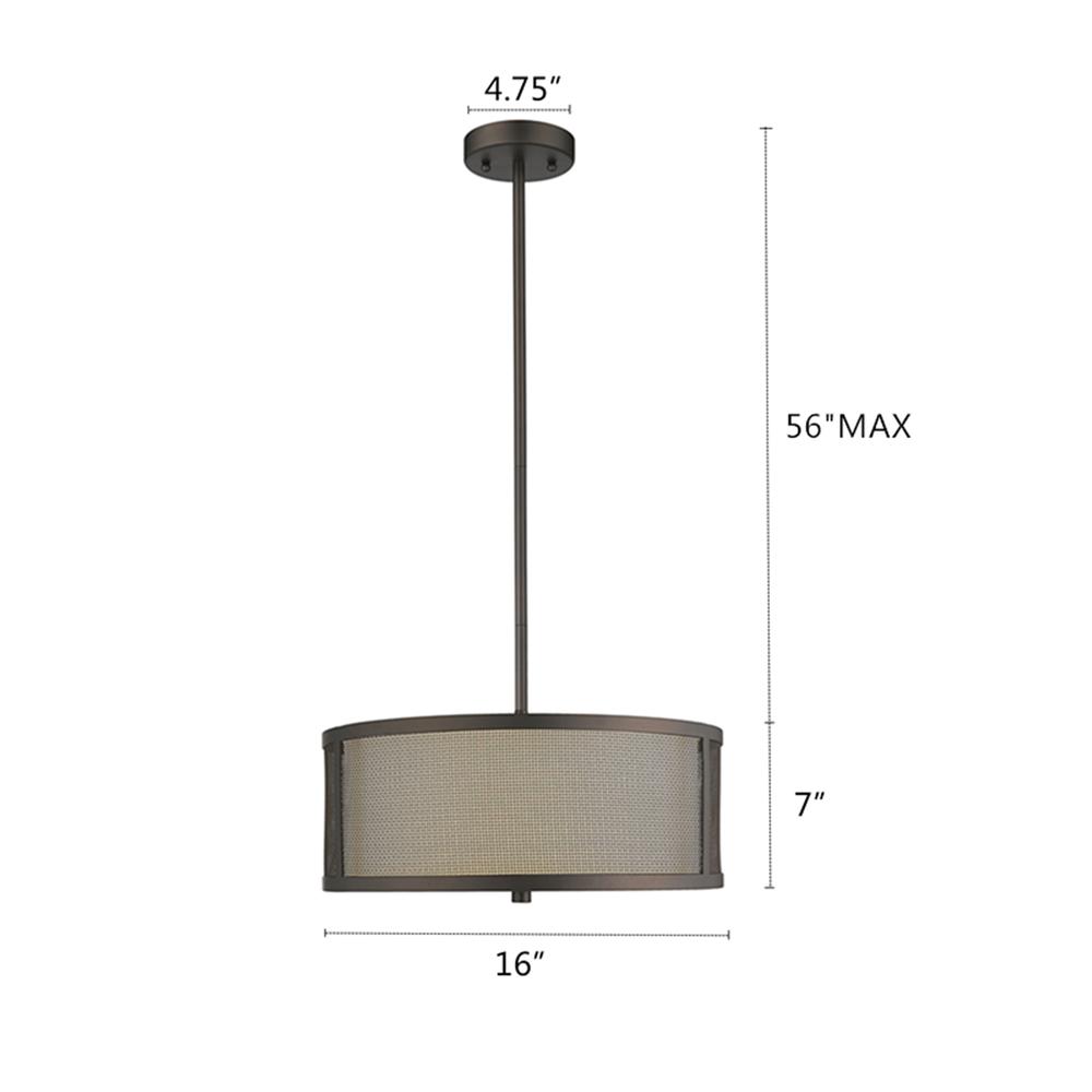 JULIANA Transitional 3 Light  Rubbed Bronze Ceiling Pendant 16" Wide