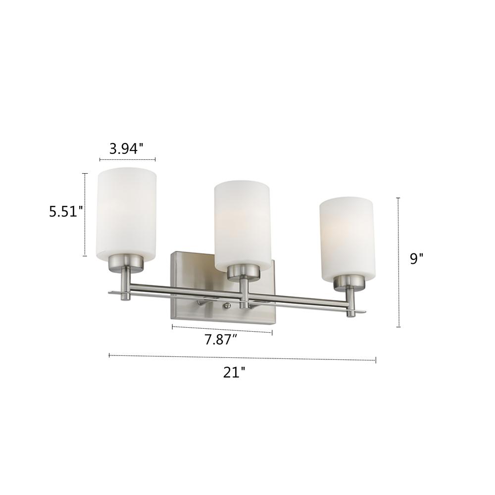 NEVAEH Transitional 3 Light Brushed Nickel Bath and Vanity Light 21" Wide