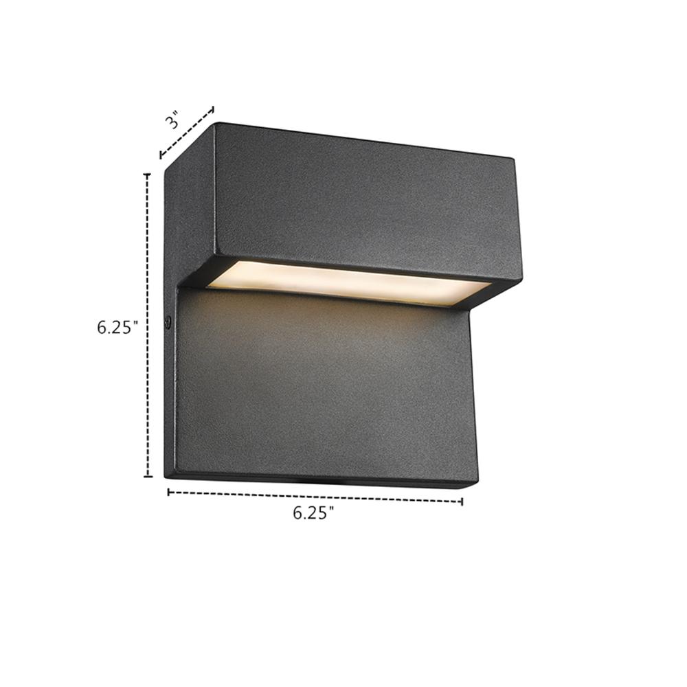 CAMPBELL Contemporary LED Light  Textured Black Outdoor Wall Sconce 6" Tall