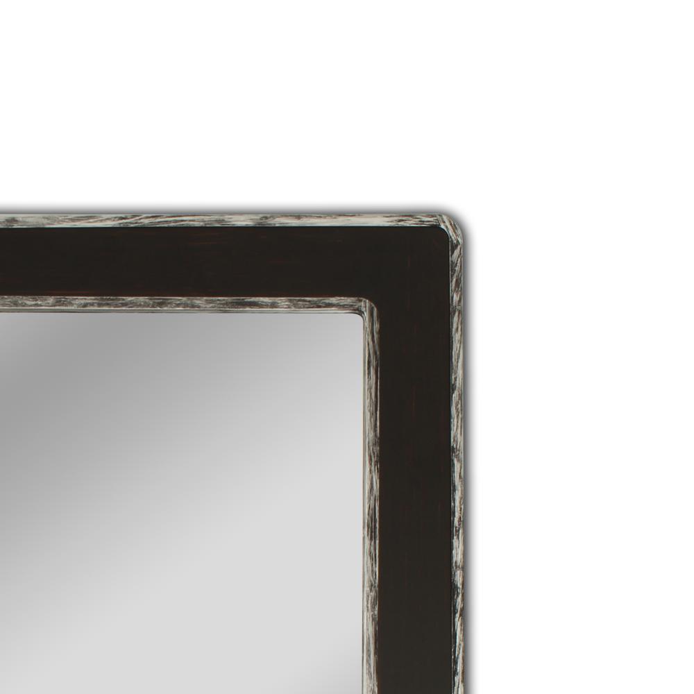 CHLOE's Reflection Vertical Hanging Wood & Iron Silver/Black Finish Rectangle Framed Wall Mirror 35" Height