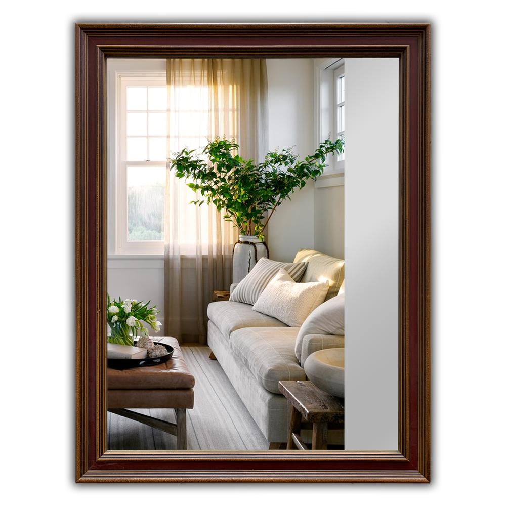 CHLOE's Reflection Vertical Hanging Wood Black/Golden Finish Rectangle Framed Wall Mirror 35" Height