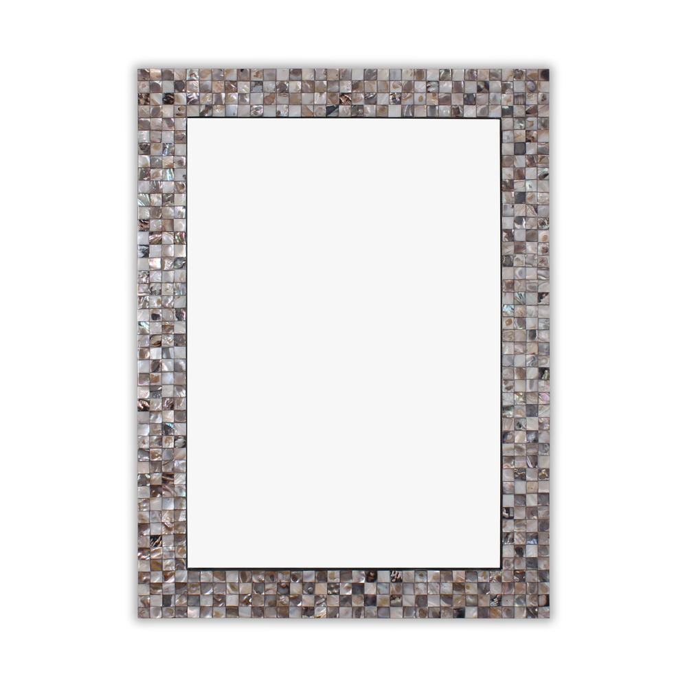 CHLOE's Reflection Verical/Horizontal Hanging Seashell Finish Rectangle Framed Wall Mirror 32" Height