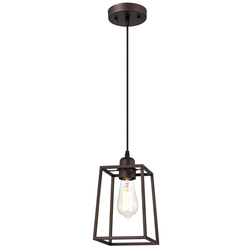 CHLOE Lighting IRONCLAD Industrial 1 Light Oil Rubbed Bronze Mini Pendant Ceiling Fixture 6" Wide