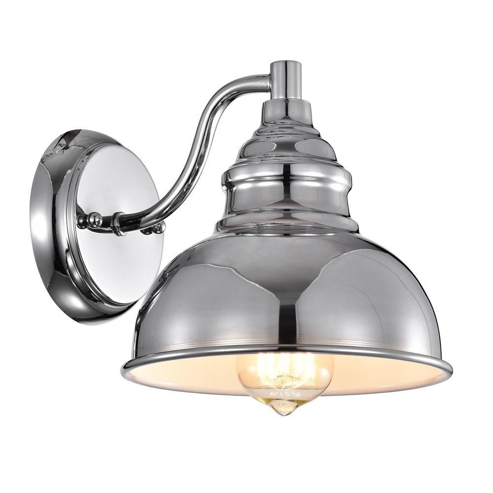 CHLOE Lighting IRONCLAD Industrial 1 Light Chrome Indoor Wall Sconce 8" Wide