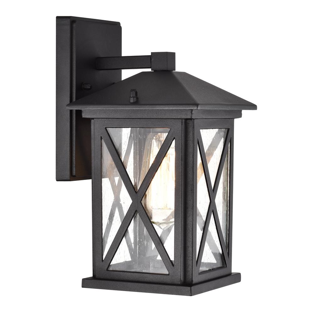 CHLOE Lighting VINCENT Transitional 1 Light Textured Black Outdoor Wall Sconce 12" Height