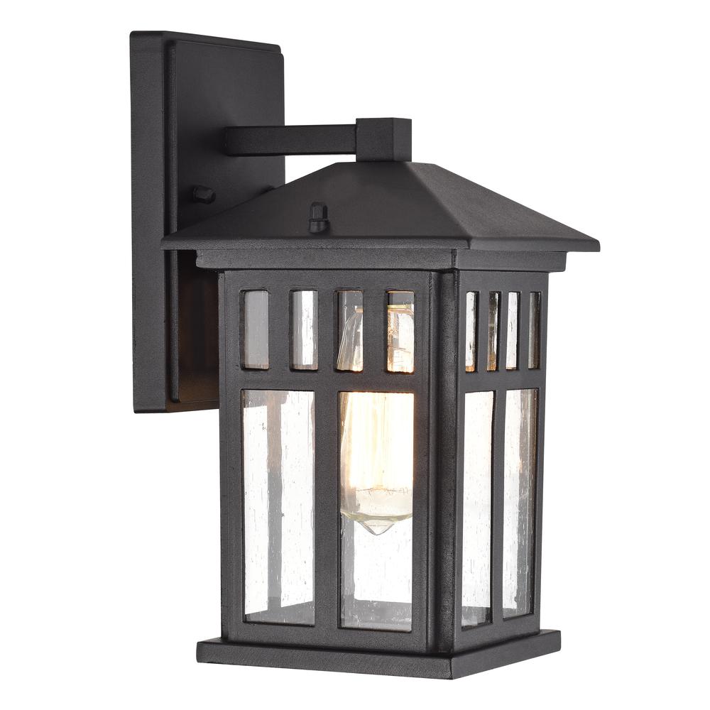 CHLOE Lighting JESSE Transitional 1 Light Textured Black Outdoor Wall Sconce 12" Height