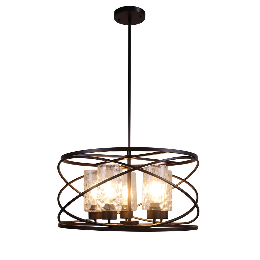 CHLOE Lighting IRONCLAD Industrial-Style Oil Rubbed Bronze 5 Light Large Pendant 23" Wide