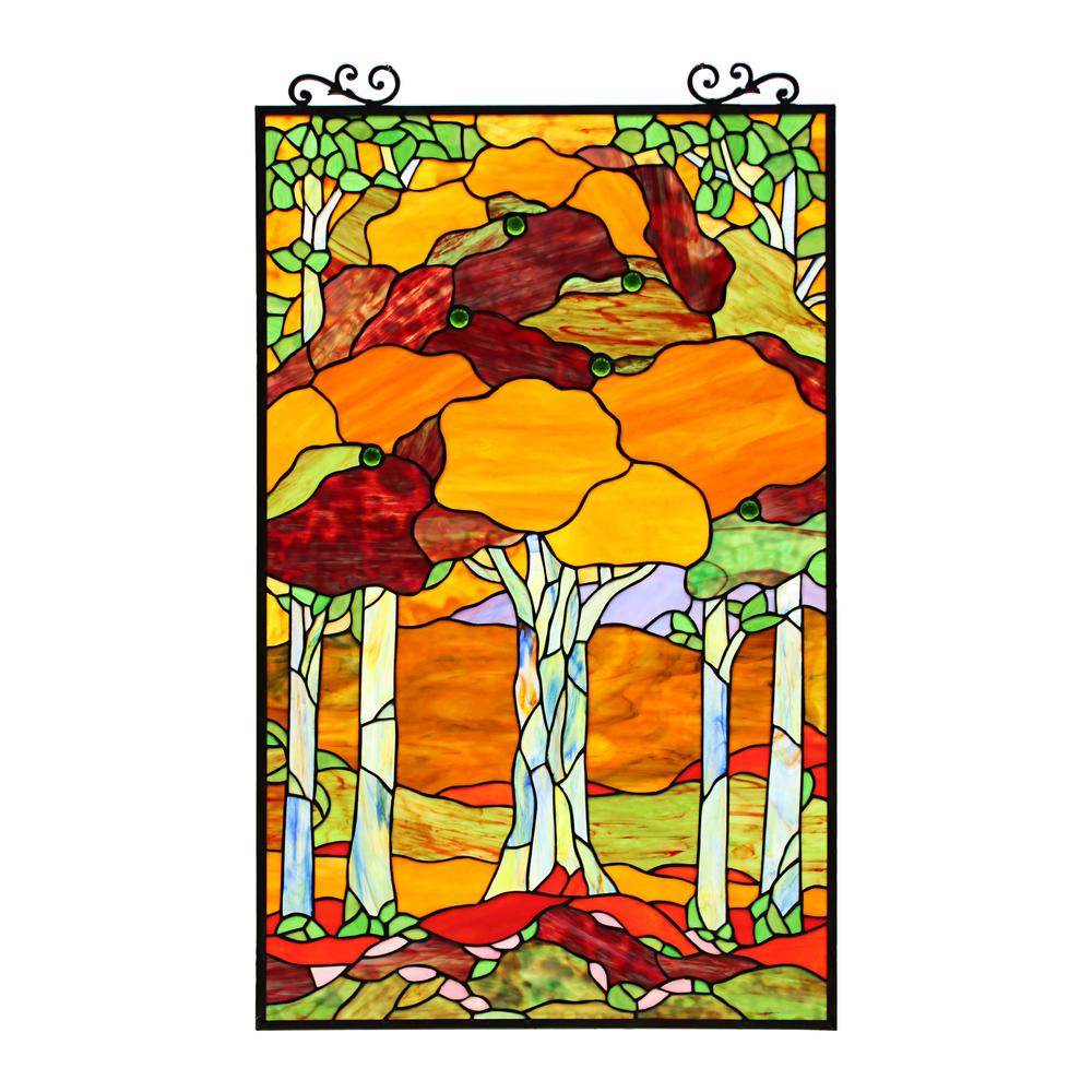 CHLOE Lighting AUTUMN Tiffany-Style Stained Glass Verical Hanging Window Panel 33" Tall
