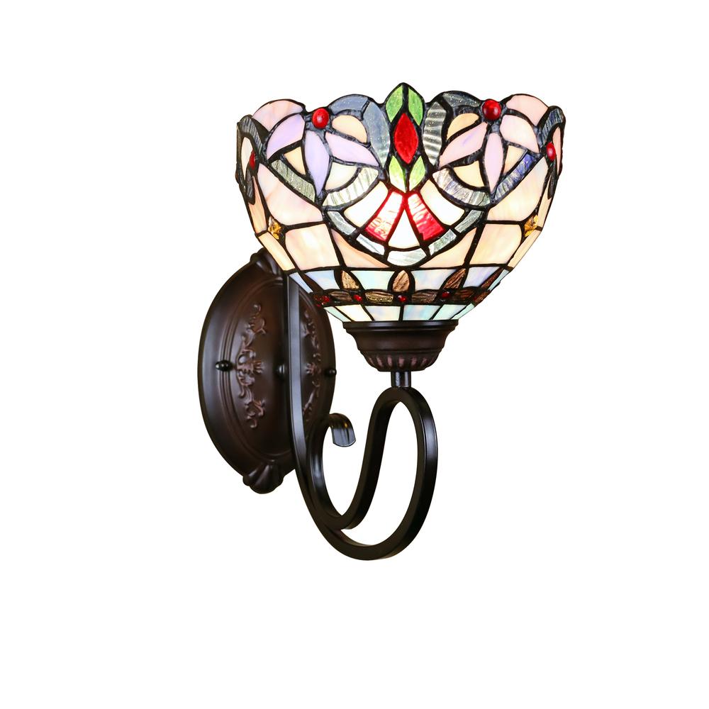 CHLOE Lighting GRENVILLE Victorian Tiffany-Style Blackish Bronze 1 Light Wall Sconce 8" Wide