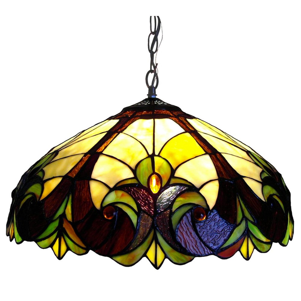 LIAISON Tiffany-style 2 Light Victorian Ceiling Pendent 18" Shade
