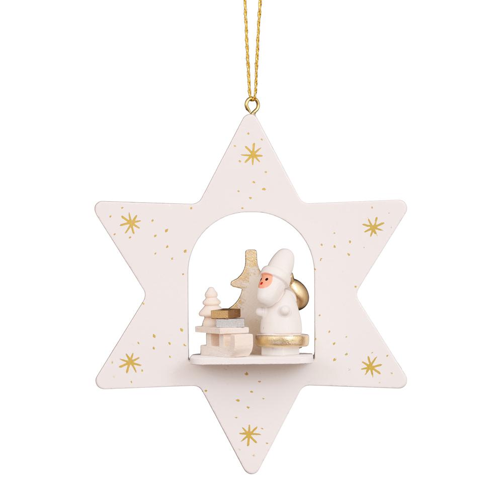 Christian Ulbricht Ornament - White Star With Santa and Sled