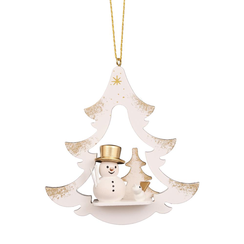 Christian Ulbricht Ornament - White Tree With Snowman