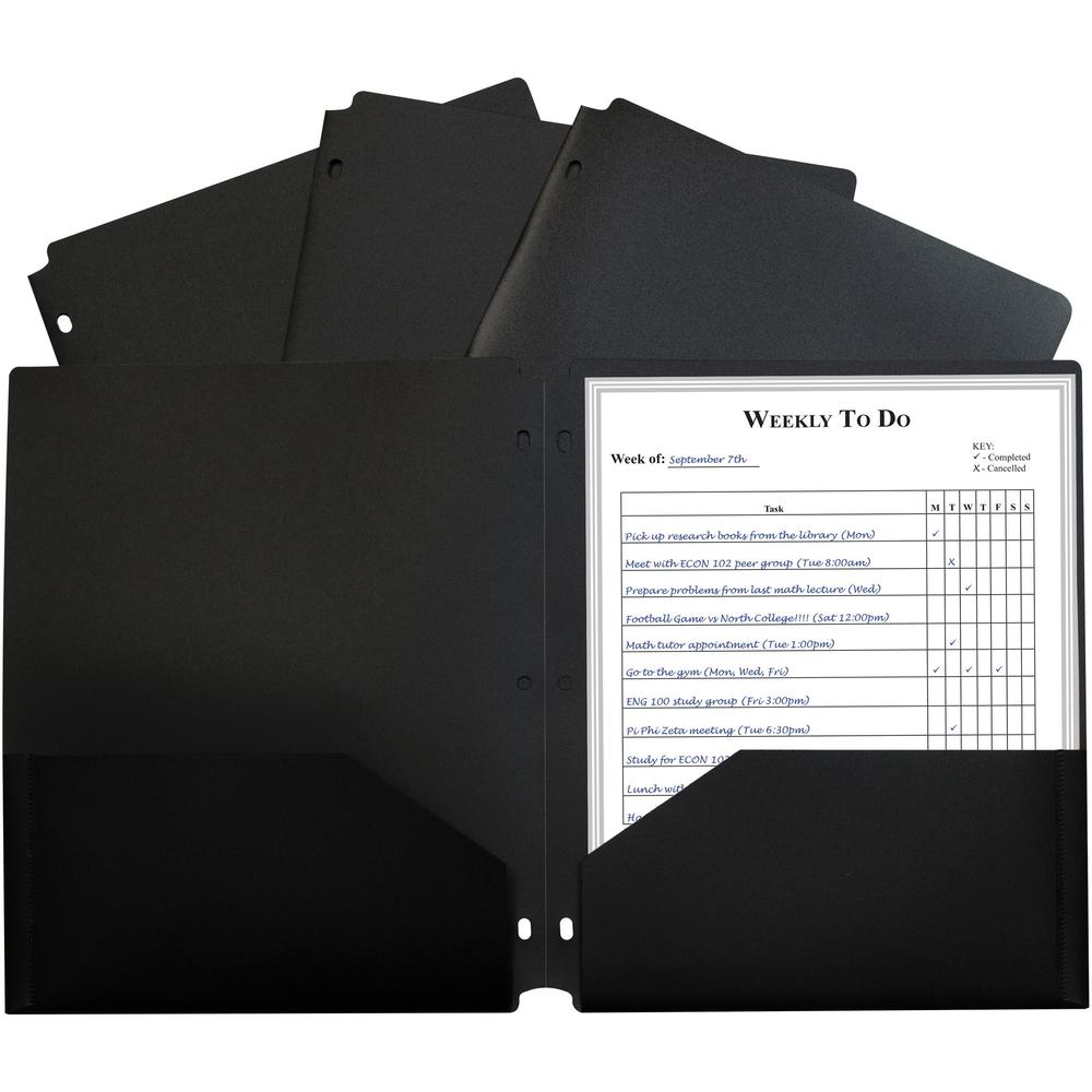 C-Line 2-pocket Heavyweight Poly Portfolio Pocket - 11.4" Length - 100 mil Thickness - For Letter 8 1/2" x 11" Sheet - 3 x Holes