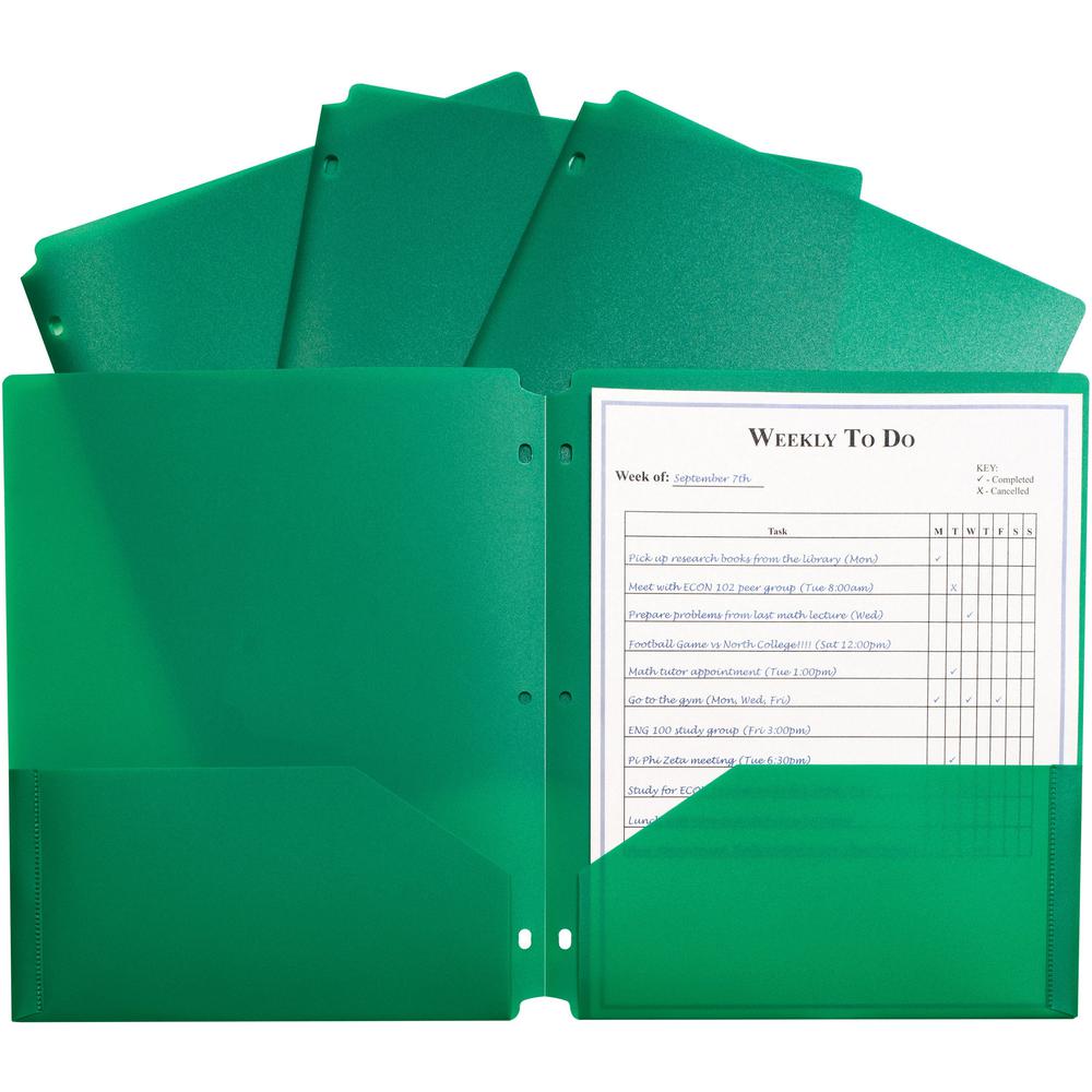 C-Line 2-pocket Heavyweight Poly Portfolio Pocket - 11.4" Length - 100 mil Thickness - For Letter 8 1/2" x 11" Sheet - 3 x Holes