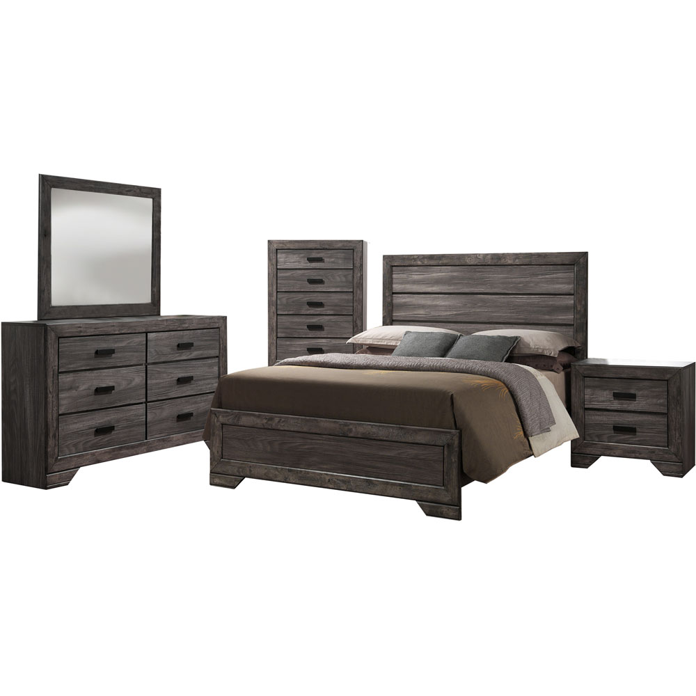 Drexel 5PC Bedroom Suite: KBed, Dresser, Mirror, Chest, Nightstand