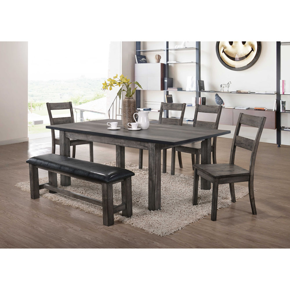 Drexel Dining 6PC Set - 78x42x30H Table, 4 Wood Side Chairs, Bench