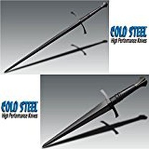 COLD STEEL Man at Arms Italian Long Sword 35.5" Blued Carbon Steel Blade Leather Handle