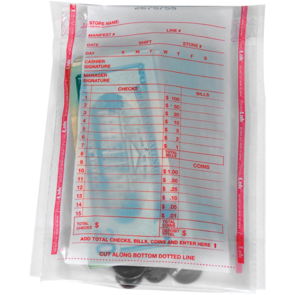 ControlTek PermaLOK Bundle Bags - 5.75" Width x 8.75" Length - Clear - 1000/Carton - Cash