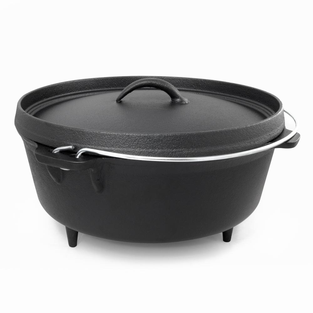 Excelsteel 518 6Qt Cast Iron Camp Dutch Oven With Handles And
