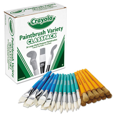 Large Variety Paint Brushes Classpack, 36 Brushes
