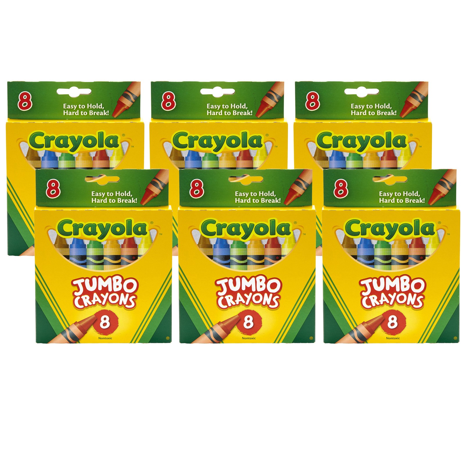 Jumbo Crayons, 8 Per Box, 6 Boxes