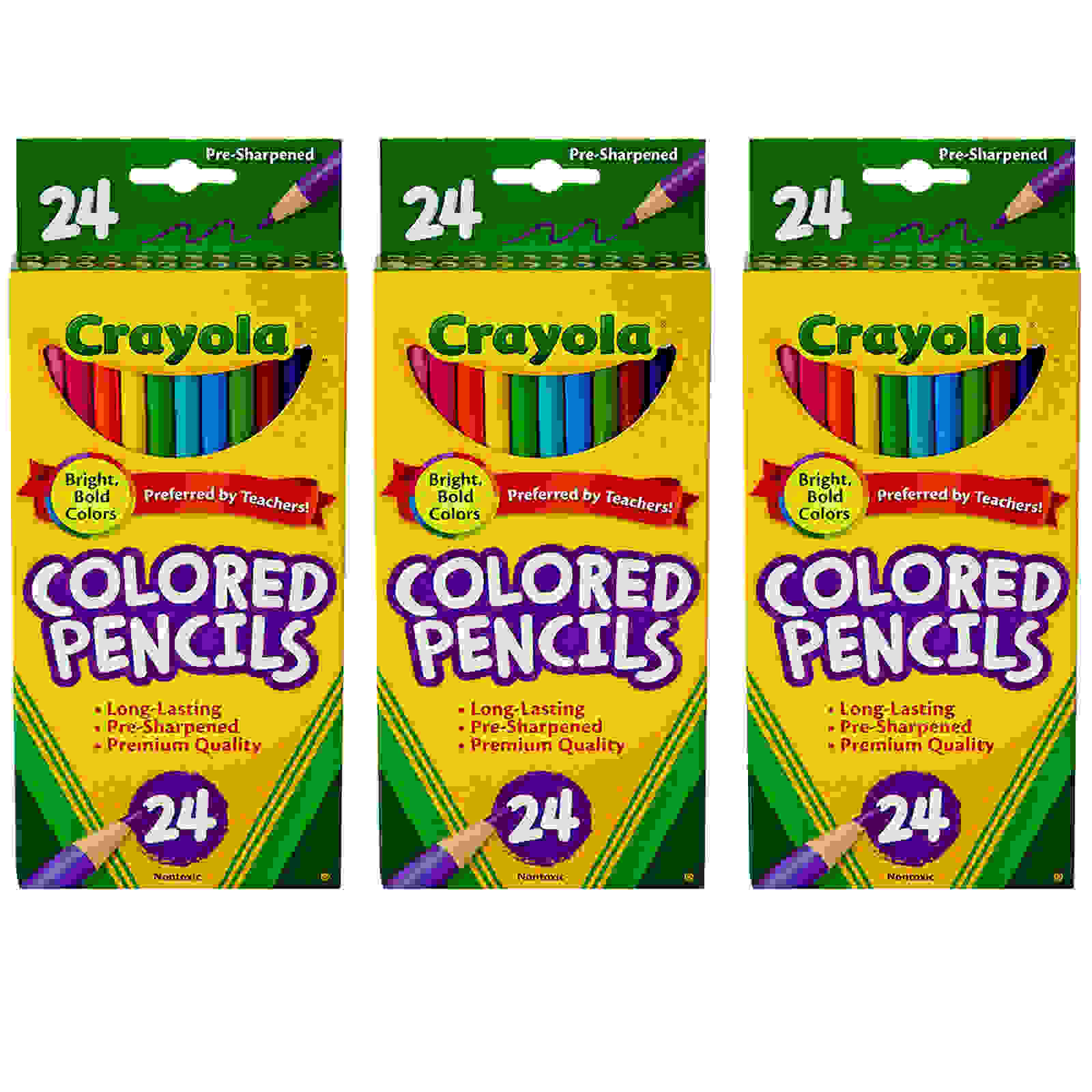 Colored Pencils, 24 Per Box, 3 Boxes