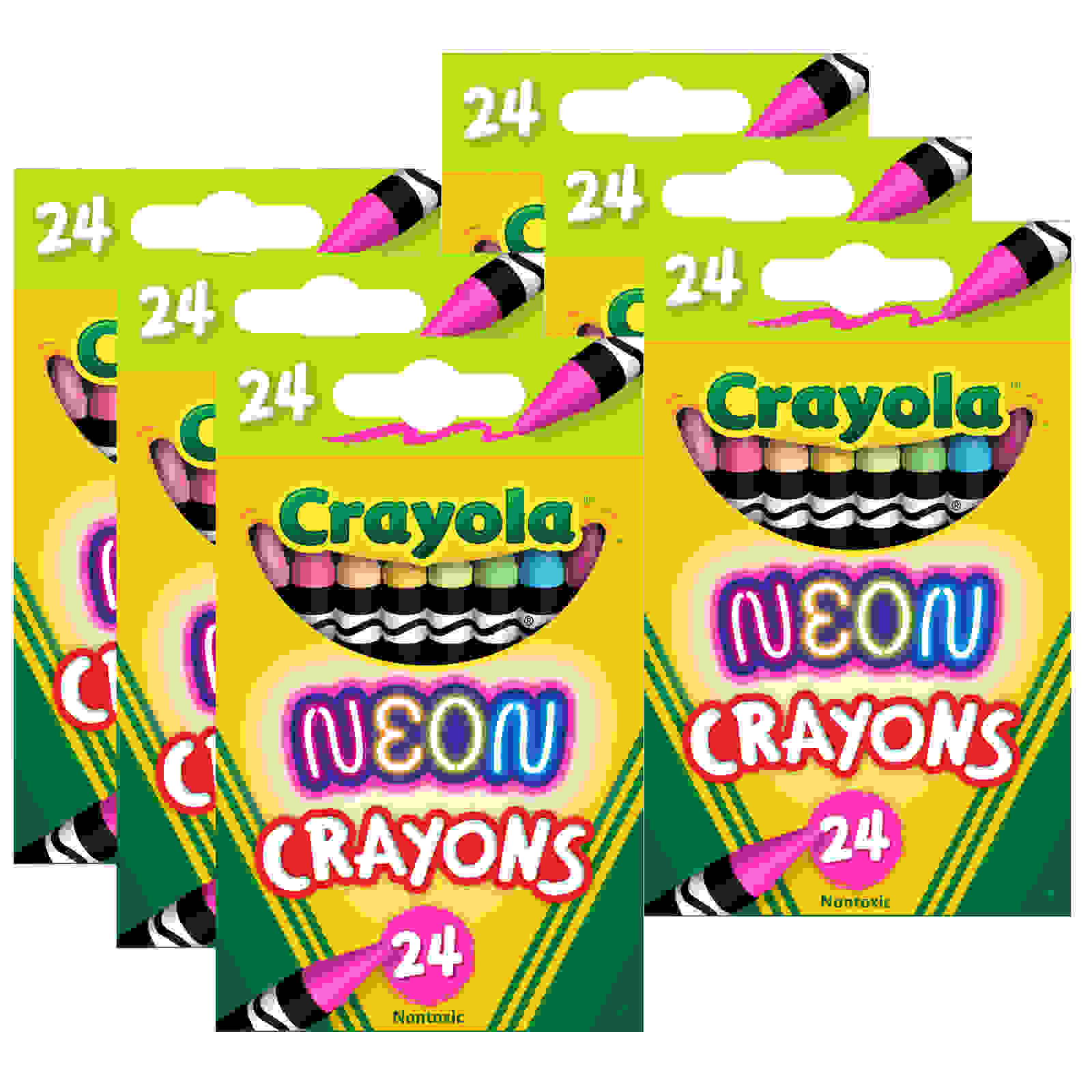Neon Crayons, 24 Per Pack, 6 Packs