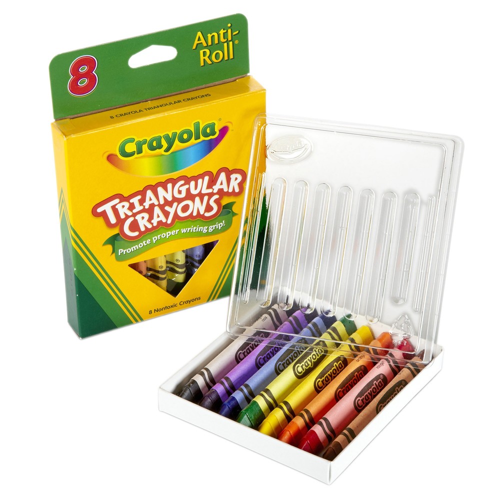 Triangular Anti-Roll Crayons, 8 Colors