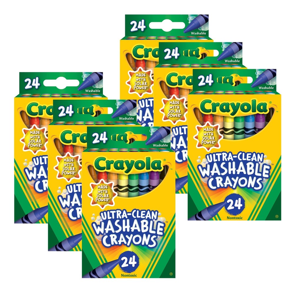 Ultra-Clean Washable Crayons, Regular Size, 24 Per Pack, 6 Packs