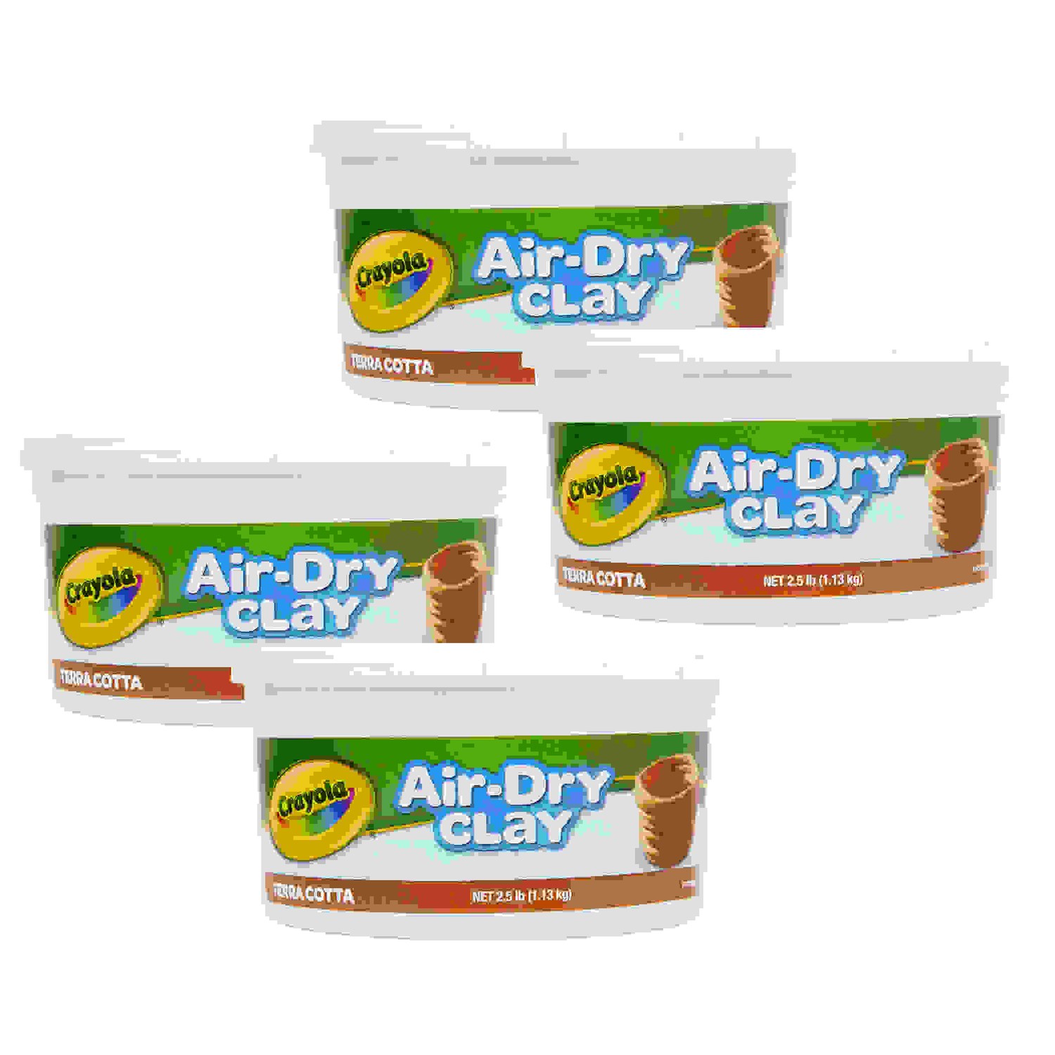 Air-Dry Clay, Terra Cotta, 2.5 lb Tub, Pack of 4