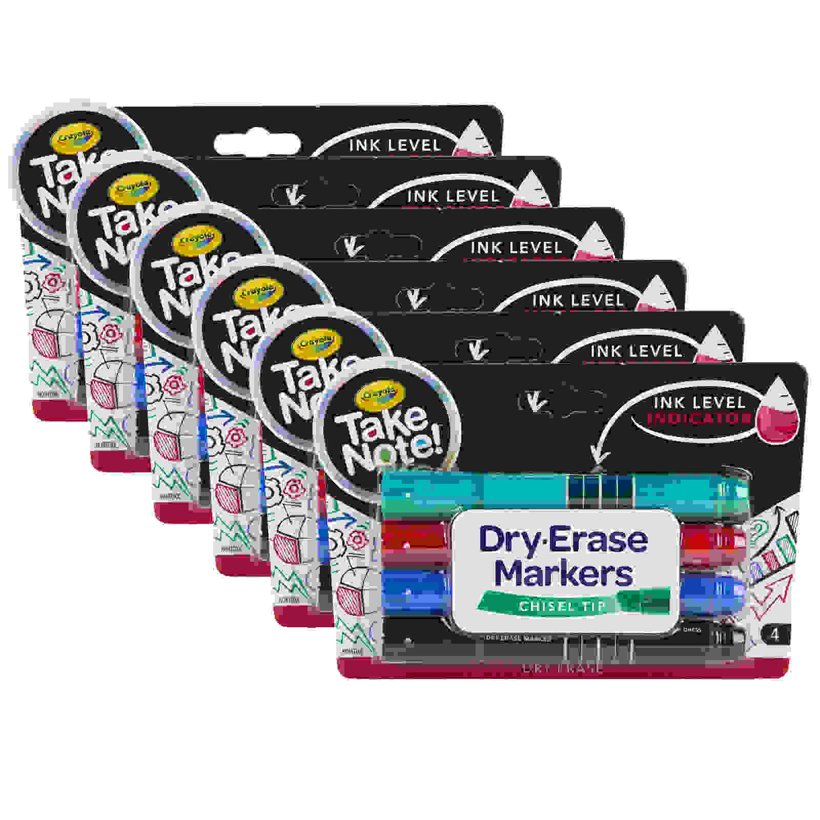 Take Note Chisel Tip Dry Erase Marker, 4 Per Pack, 6 Packs